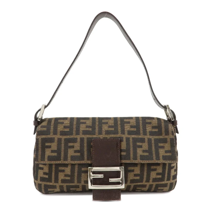 Fendi Sunshine Shopper bags with a removable interior organizer for customized storageFENDI Mamma Baguette Canvas Shoulder Bag Brown Black 26424