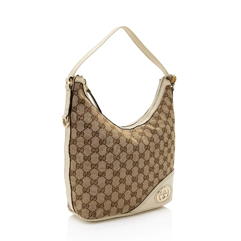 Small - sized Women Gucci shoulder bags for evening outingsGucci GG Canvas Britt Small Hobo (SHF-rmQ8Ul)