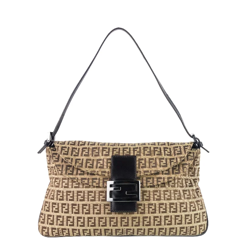 Ladies Fendi crossbody bags with a wide - width strap for enhanced comfort during long - term useZucchino Canvas Double Flap Baguette Bag