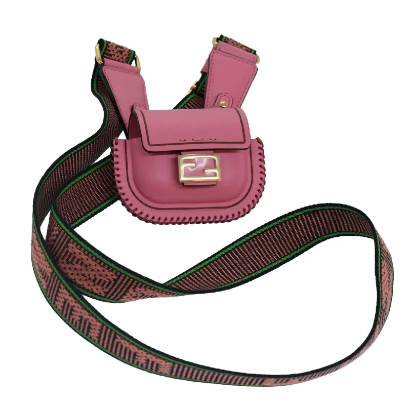 Fendi handbags with a beaded trim for a glamorous and eye - catching lookFENDI AirPods Case Pouch Leather Pink  86208