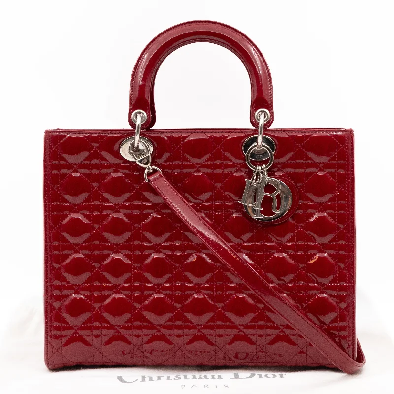 Trendsetting Christian Dior crossbody bags with a colorful strapLady Dior Large Dark Red Patent Leather