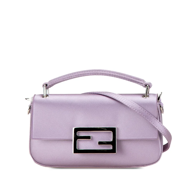 Ladies Fendi shoulder bags with a tassel - decorated zipper for added charm and stylePurple Fendi Silk Baguette Phone Pouch Satchel