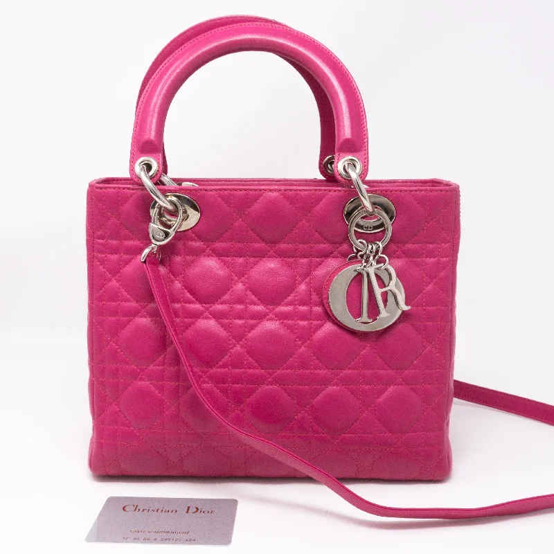 Luxury Christian Dior crossbody bags with a chain - link strapLady Dior Medium Pink Leather