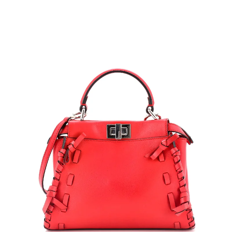 Fendi crossbody bags with a detachable ID holder for easy identificationBow Peekaboo Bag Whipstitch Leather Mini