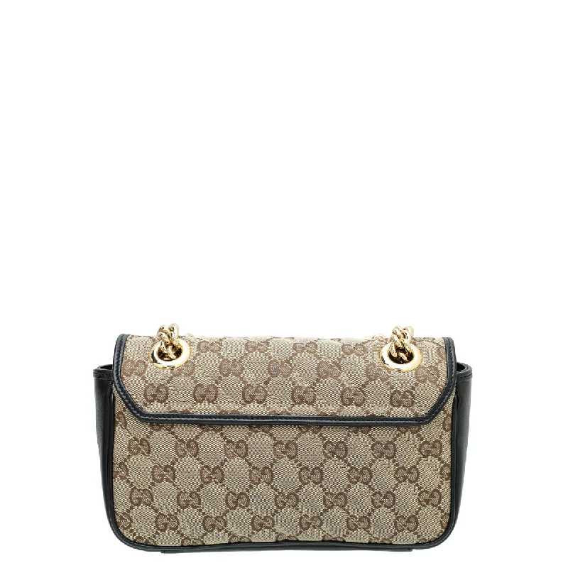 Ladies Gucci shoulder bags with a magnetic - closure flapGucci Bicolor GG Marmont Mini Bag