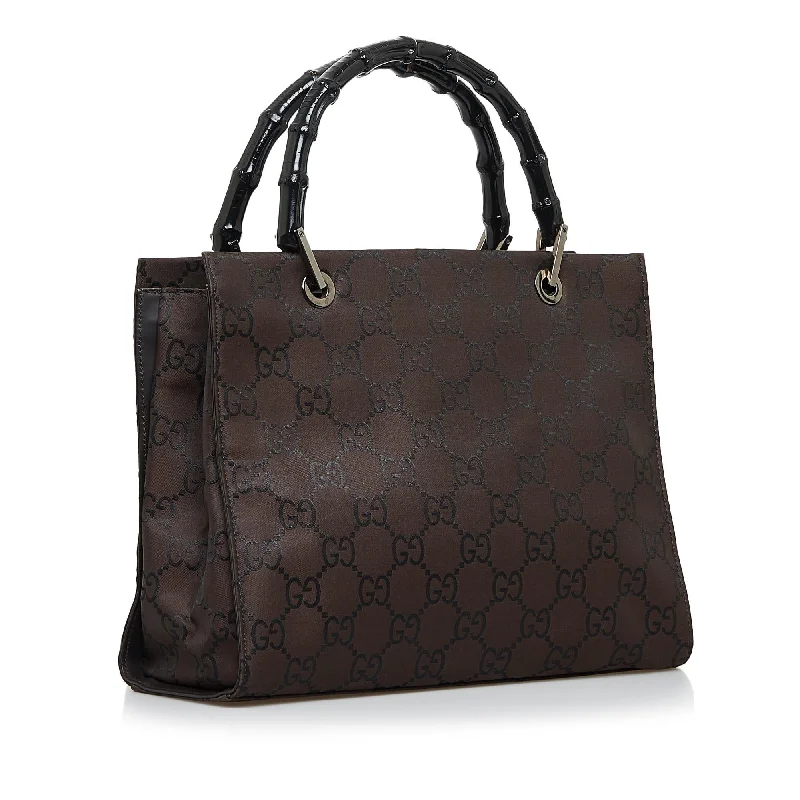 Gucci tote bags for women with a spacious interiorGucci GG Nylon Bamboo Handbag (SHG-zaUCGl)