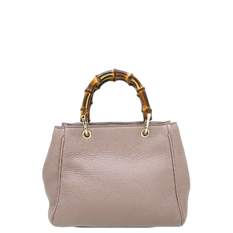 Ladies Gucci shoulder bags with a magnetic - closure flapGucci Dusty Pink Bamboo Mini Shopper Bag