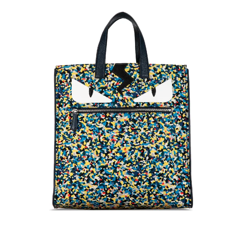 Fendi tote bags with a thermal - insulated pocket for keeping drinks hot or coldBlue Fendi Monster Confetti Tote Bag