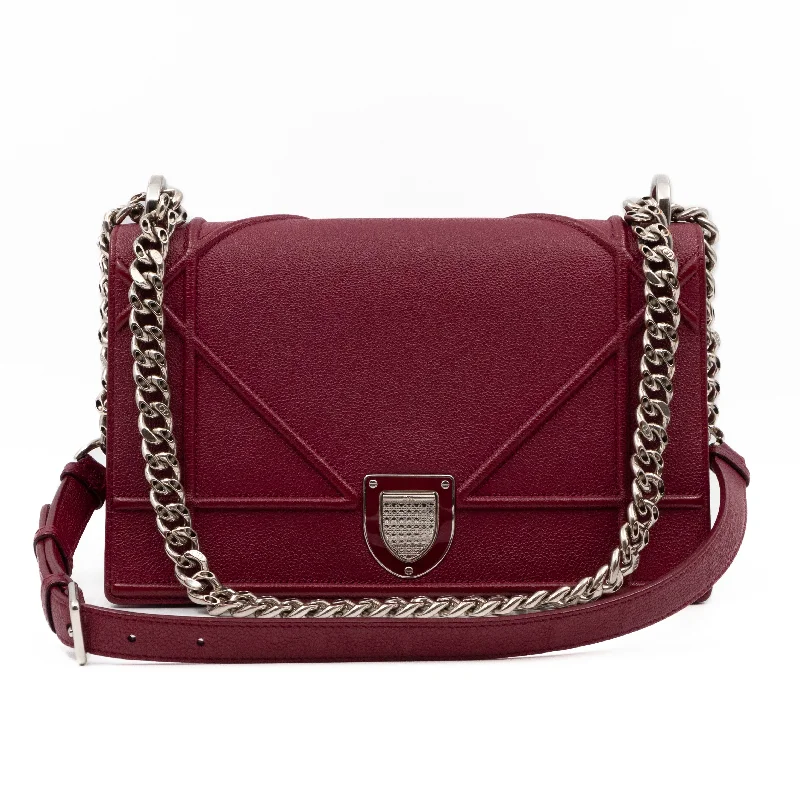 Christian Dior handbags with a back - pocket for quick storageDiorama Medium Flap Bag Burgundy Leather