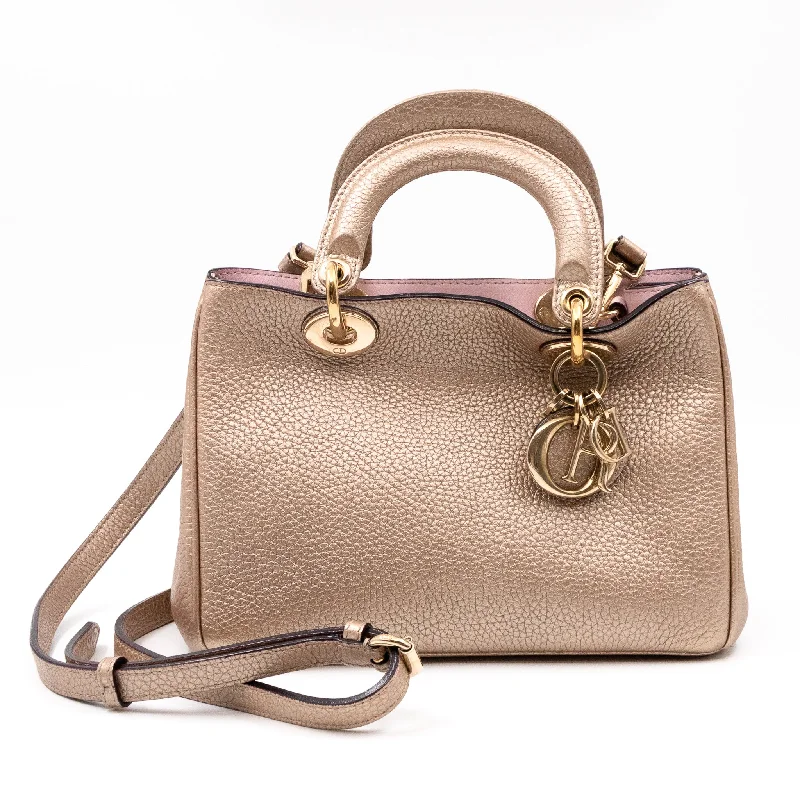 Christian Dior handbags with a removable shoulder strap for versatilityDiorissimo Mini Champagne Leather