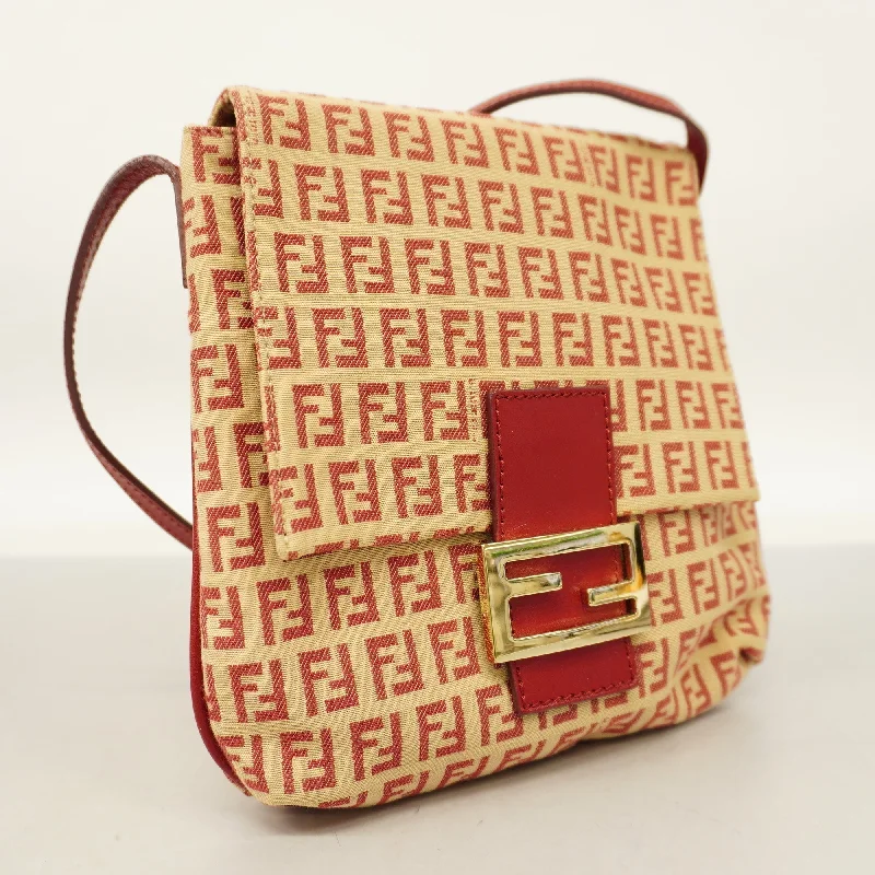 Ladies Fendi crossbody bags with a single - strap design for simplicity and ease of useFENDI  Zucchino Shoulder Bag Women's Canvas Shoulder Bag Beige,Red Color