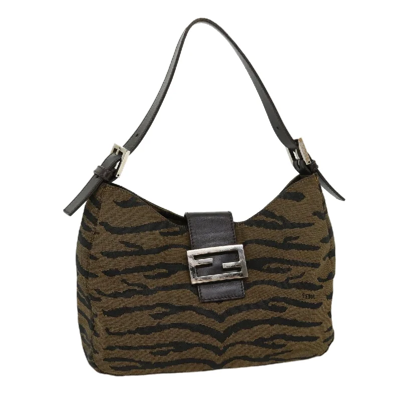 Fendi handbags with a perforated leather detail for a breathable and unique designFENDI Animal Mamma Baguette Shoulder Bag Brown Black  am2687g