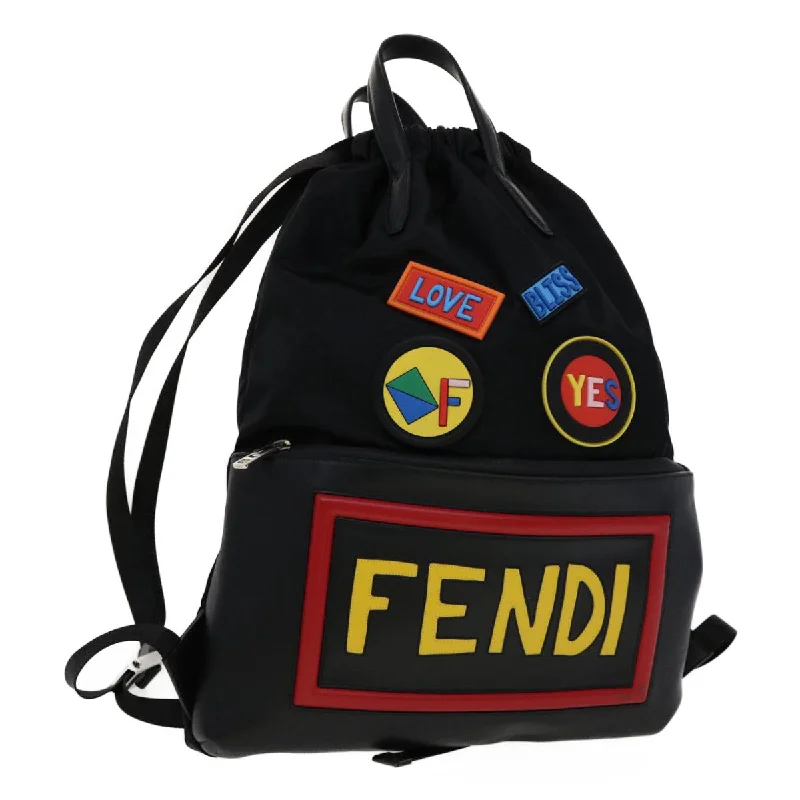 Fendi By The Way bags with a leather - wrapped drawstring for a luxurious and tactile feelFENDI Backpack Nylon Leather Black Multicolor  ar7157A