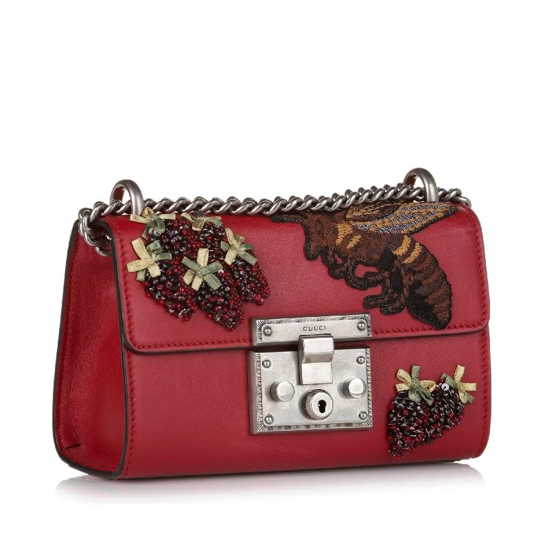 Ladies Gucci shoulder bags with a wide - width strapGucci Small Embroidered Padlock Crossbody (SHG-BxKVG5)