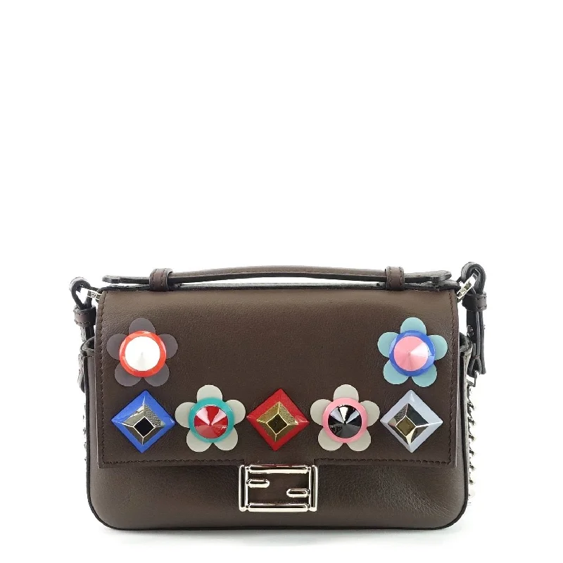 Fendi Baguette bags with a studded leather trim for a bold and edgy lookFlowerland Double Baguette Embellished Leather Micro Crossbody Bag