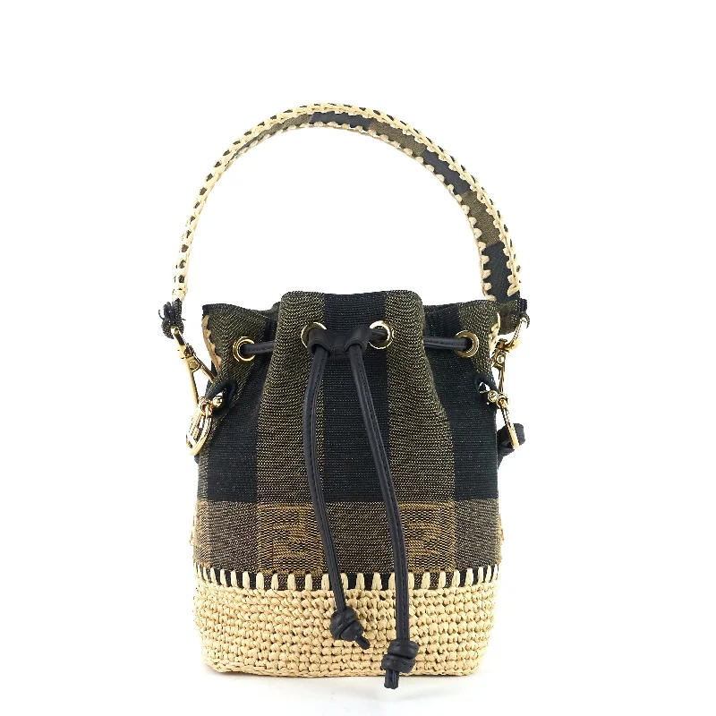 Ladies Fendi shoulder bags with a magnetic - closure flap for easy opening and closingMon Tresor Mini Pequin Canvas Bucket Bag