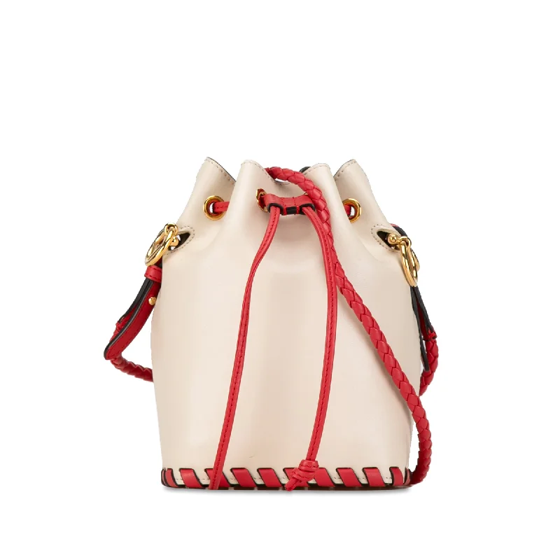 Ladies Fendi shoulder bags with a detachable key fob for easy key managementRed Fendi Mini Whipstitch Mon Tresor Bucket Bag