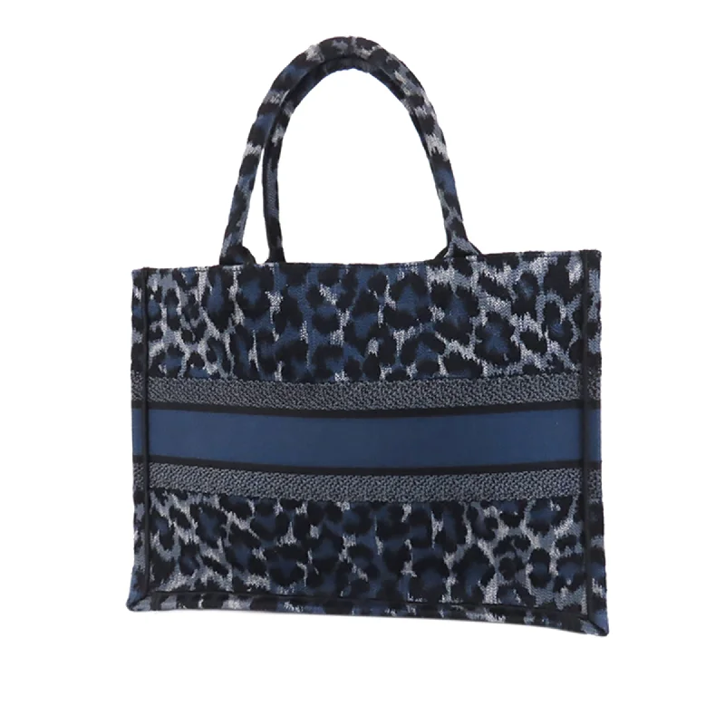 Christian Dior handbags with a detachable mirror for on - the - go touch - upsDior Book Tote Medium Blue Leopard Canvas