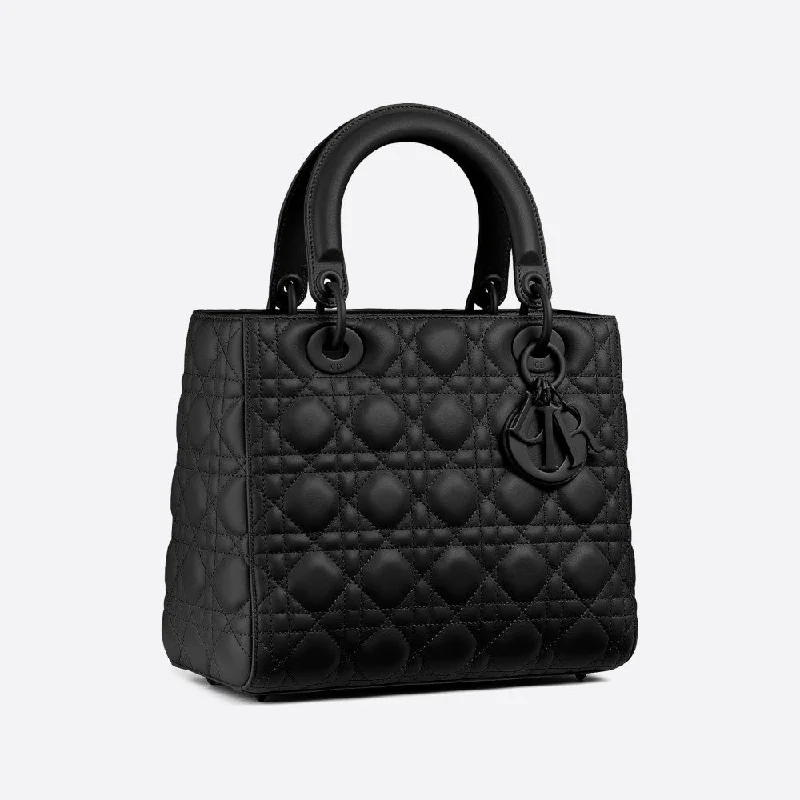 Christian Dior bags with a side - pocket for holding a water bottleMEDIUM LADY DIOR BAG