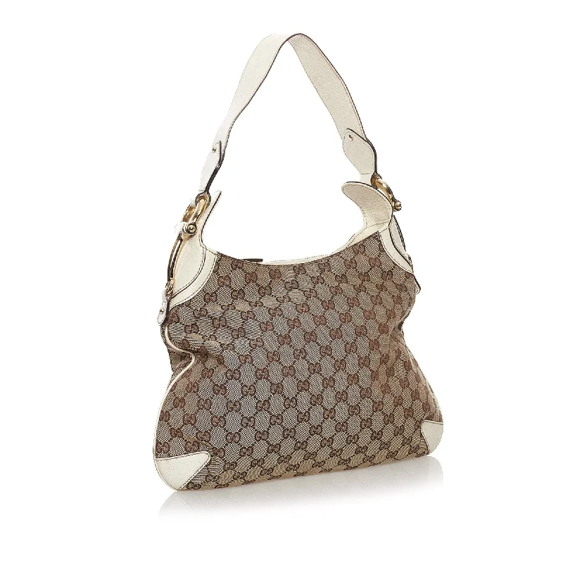 Women Gucci bags with a snap - button closure and a decorative charmGucci GG Canvas Horsebit Creole Hobo Bag (SHG-mPeq9s)