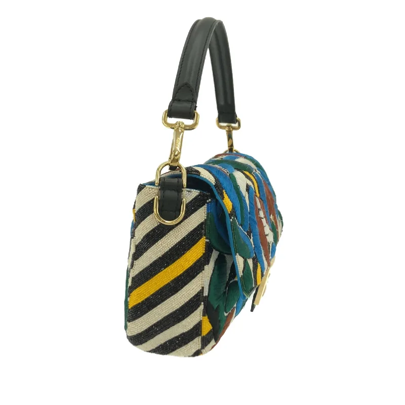 Small - sized Fendi crossbody bags in smooth calfskin leather for a compact and stylish carryFendi Beaded Vitello Dolce Leaf Embroidered Baguette (SHG-ZuB1eb)