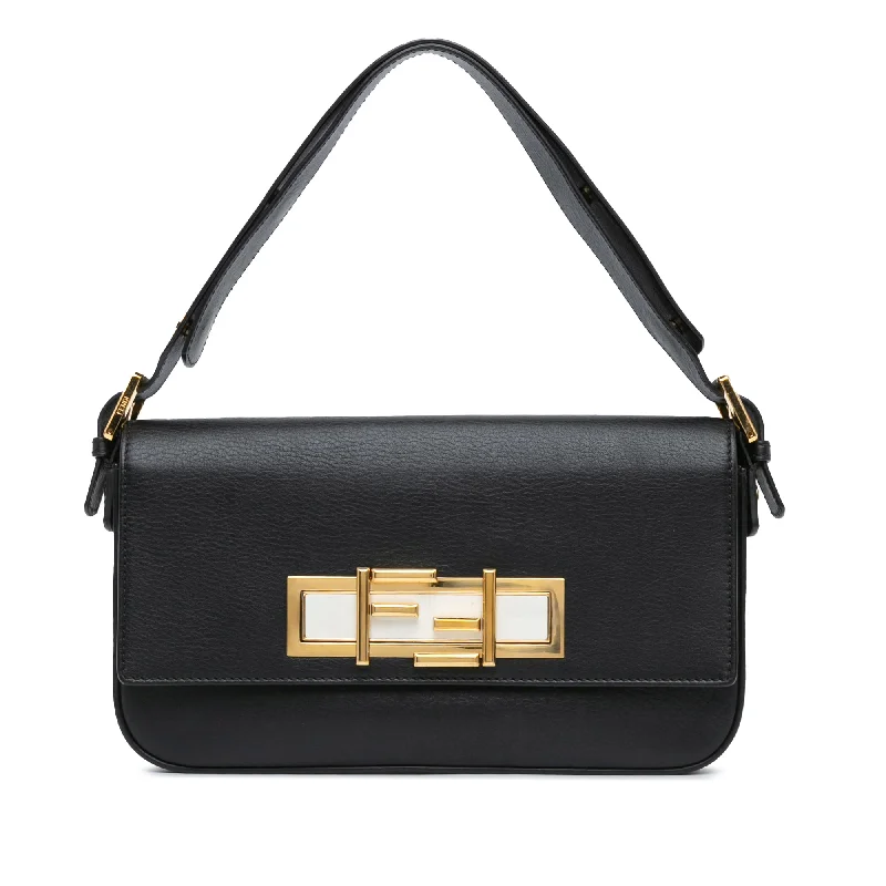 Fendi Peekaboo bags with a classic two - compartment design for organized storageBlack Fendi Leather 3Baguette Shoulder Bag