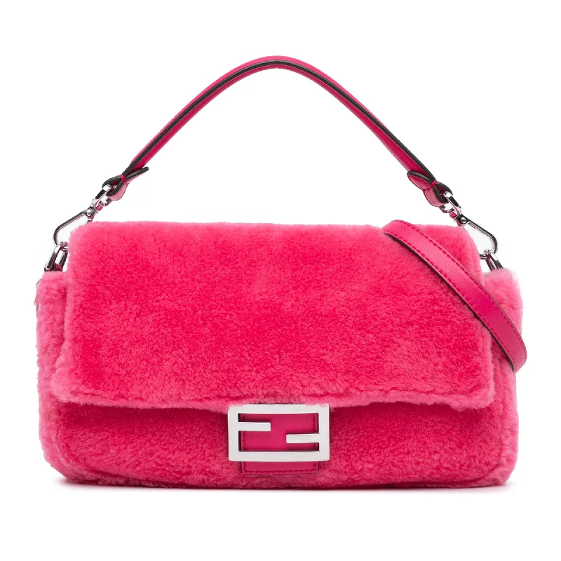 Fendi bags with a detachable tablet holder for using tablets on the goPink Fendi Shearling Baguette Satchel