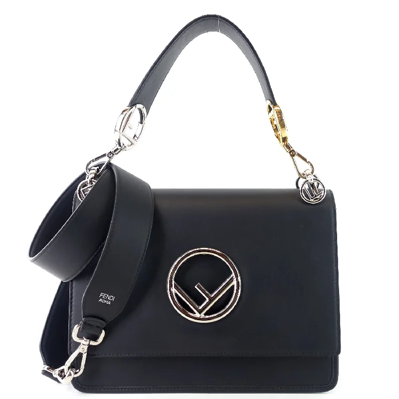 Fendi By The Way bags with a crystal - embellished FF logo for added luxury and glamourKan I F Medium Leather Bag