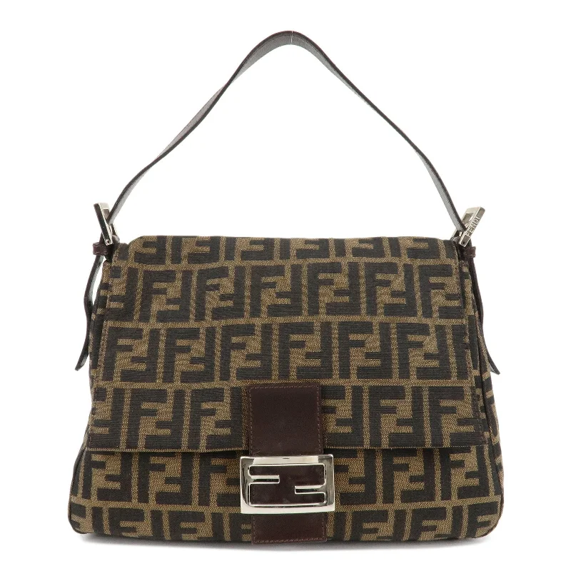 Fendi bags with a back - zip pocket for storing valuables securelyFENDI Zucca Mamma Baguette Vinyl Leather Shoulder Bag 26325