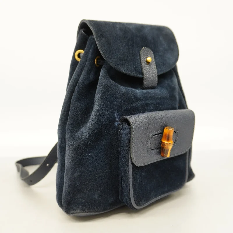 Women Gucci crossbody bags in a bold red colorGUCCIAuth  Bamboo Rucksack 003 1956 0030 Women's Leather,Suede Backpack Navy