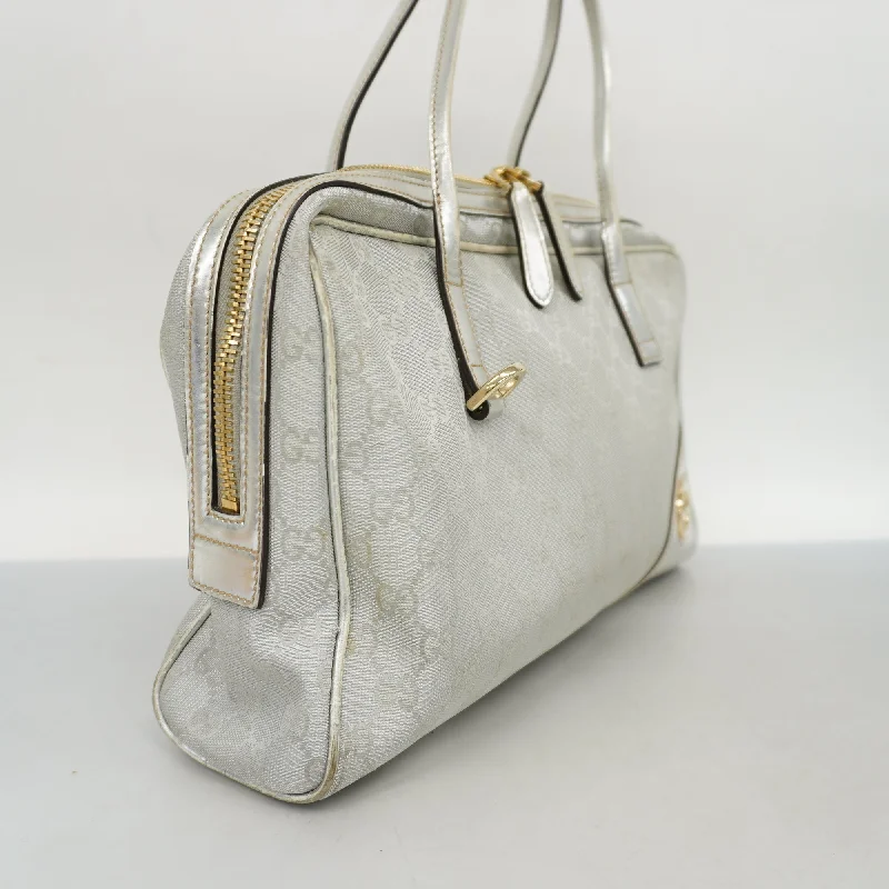 Women Gucci bags with a detachable mobile phone holderGUCCIAuth  GG Canvas Tote Bag 169971 Women's Tote Bag Silver