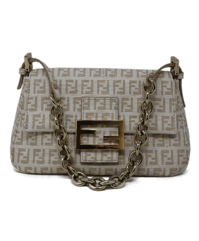 Fendi bags with a Bluetooth - enabled key finder for never losing keys againFendi Neutral Monogram Print Shoulder Bag