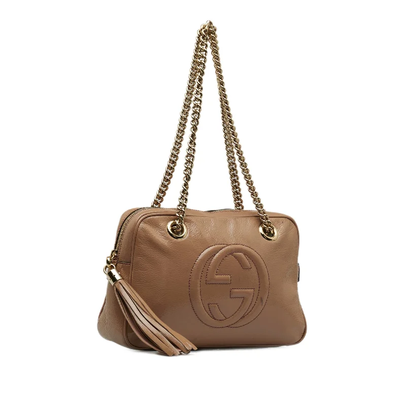 Women Gucci bags with a zip - around closure for securityGUCCI Patent Soho Chain Shoulder Bag