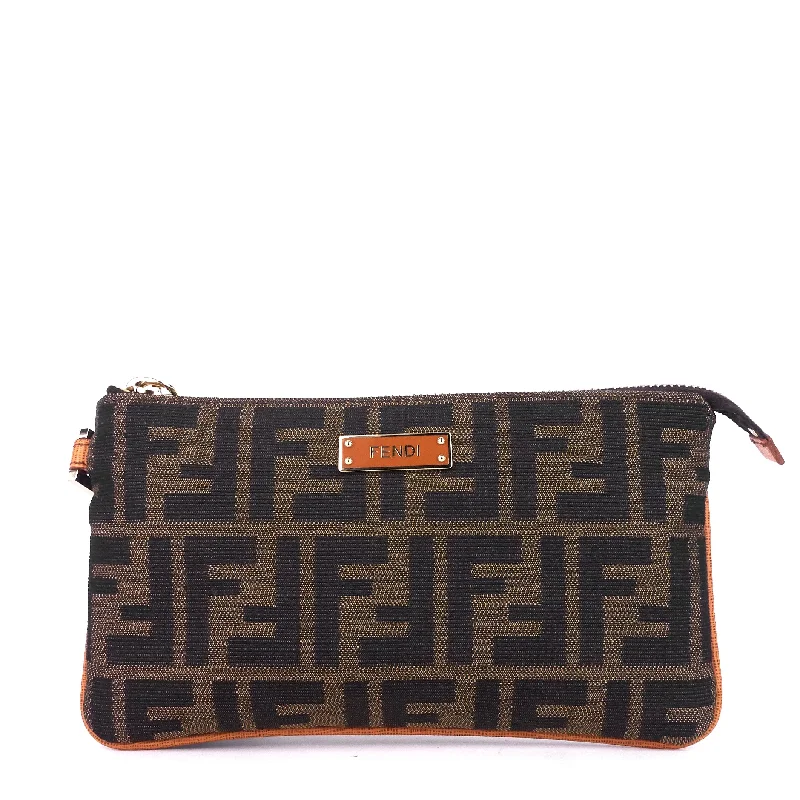 Medium - sized Fendi shoulder bags in rich, deep colors like burgundy for a sophisticated appearanceZucca Canvas Wristlet Bag