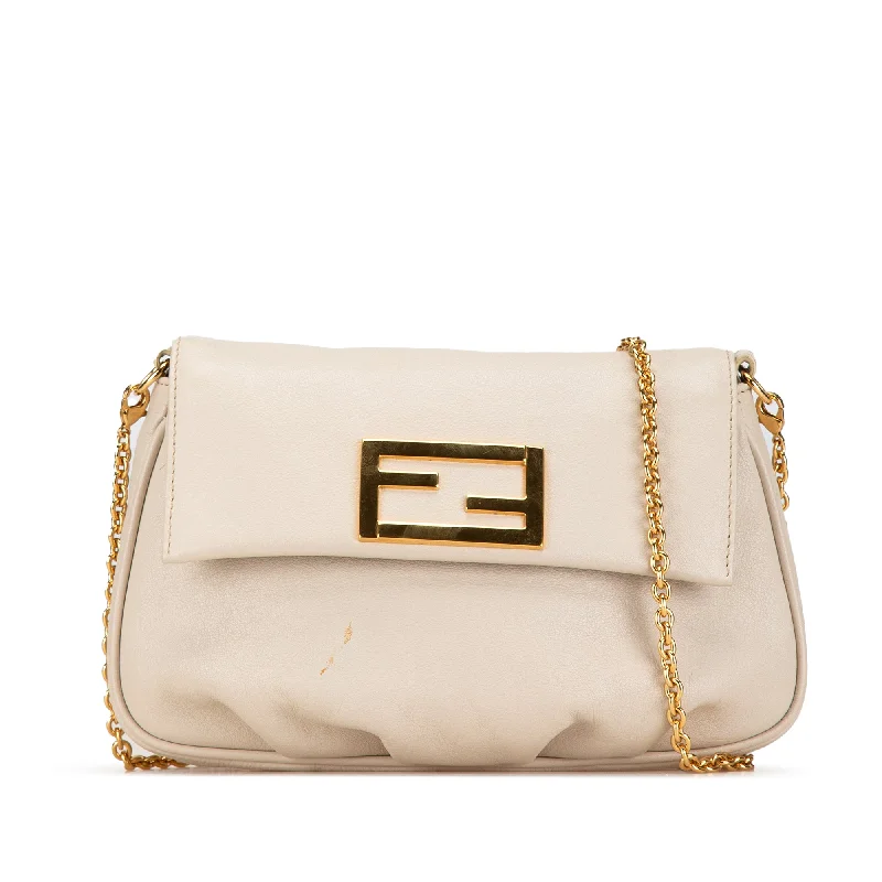 Fendi crossbody bags with a reflective strap for safety during low - light conditionsWhite Fendi Leather Fendista Pochette Crossbody