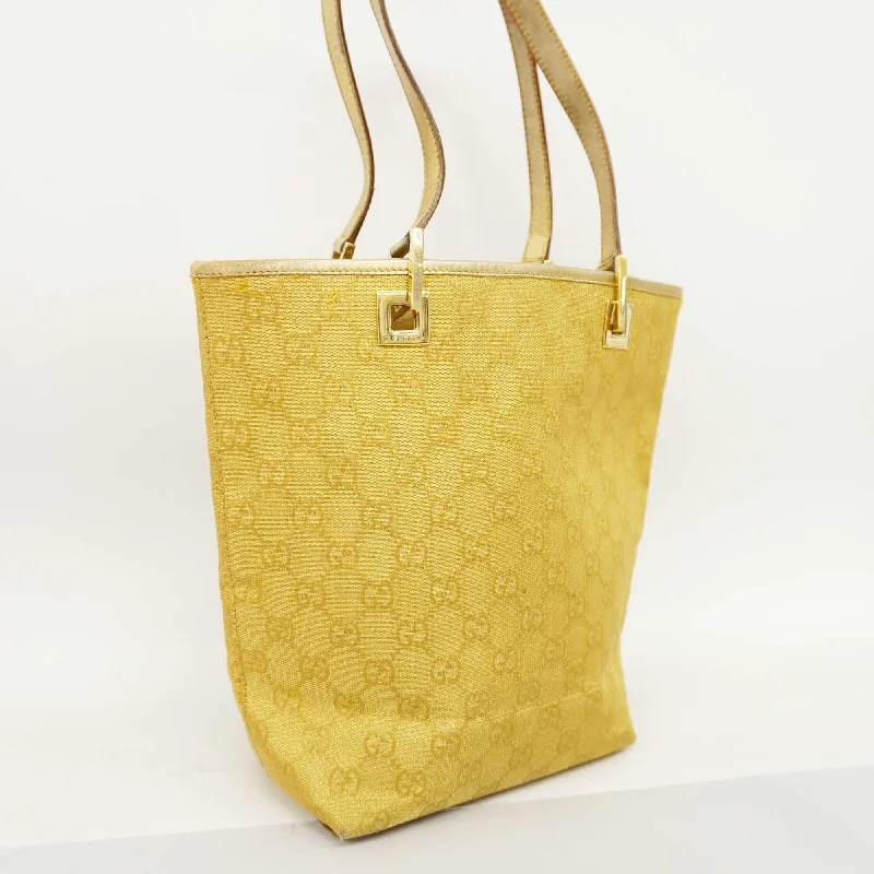 Women Gucci crossbody bags with a woven leather strapGUCCIAuth  002 1099 Women's GG Canvas Tote Bag Gold