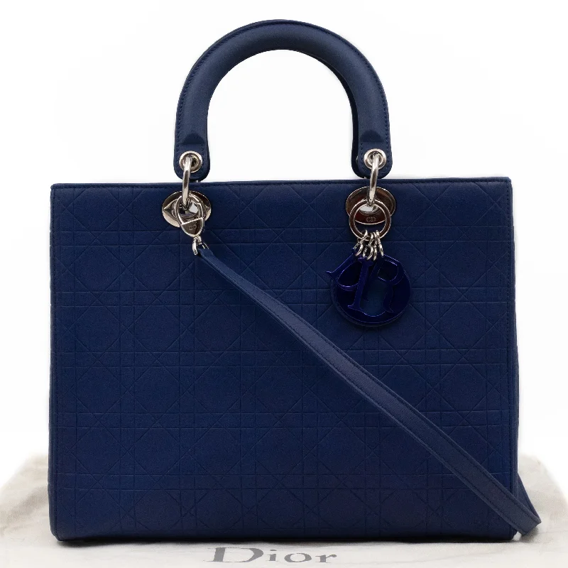 Christian Dior crossbody bags with a front - flap pocket for easy accessLady Dior Large Navy Blue Ultra Matte Leather