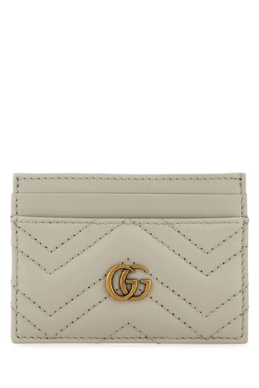 Women Gucci crossbody bags in a bold red colorGucci Woman Light Grey Leather Marmont Card Holder