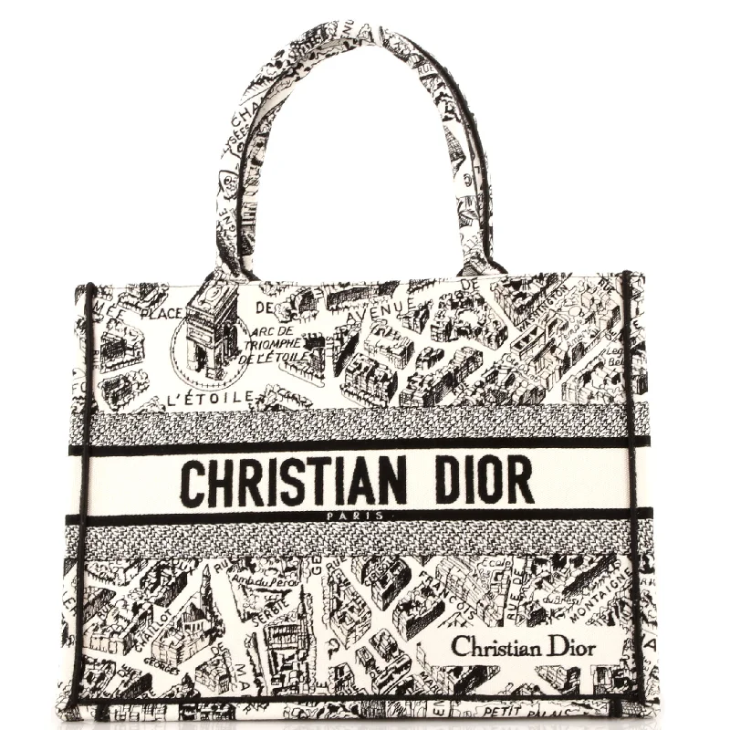 Contemporary Christian Dior handbags with a unique shapeBook Tote Embroidered Canvas Medium