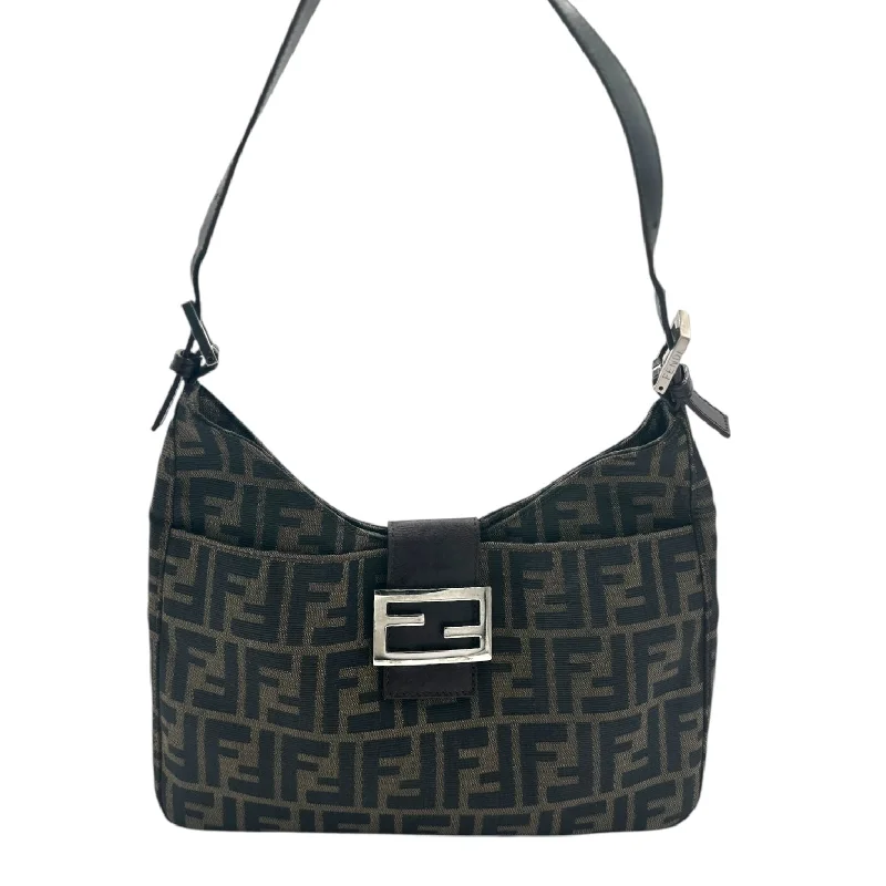 Fendi handbags with a metal - framed clasp for durability and a stylish lookFENDI Zucca Canvas Shoulder Bag