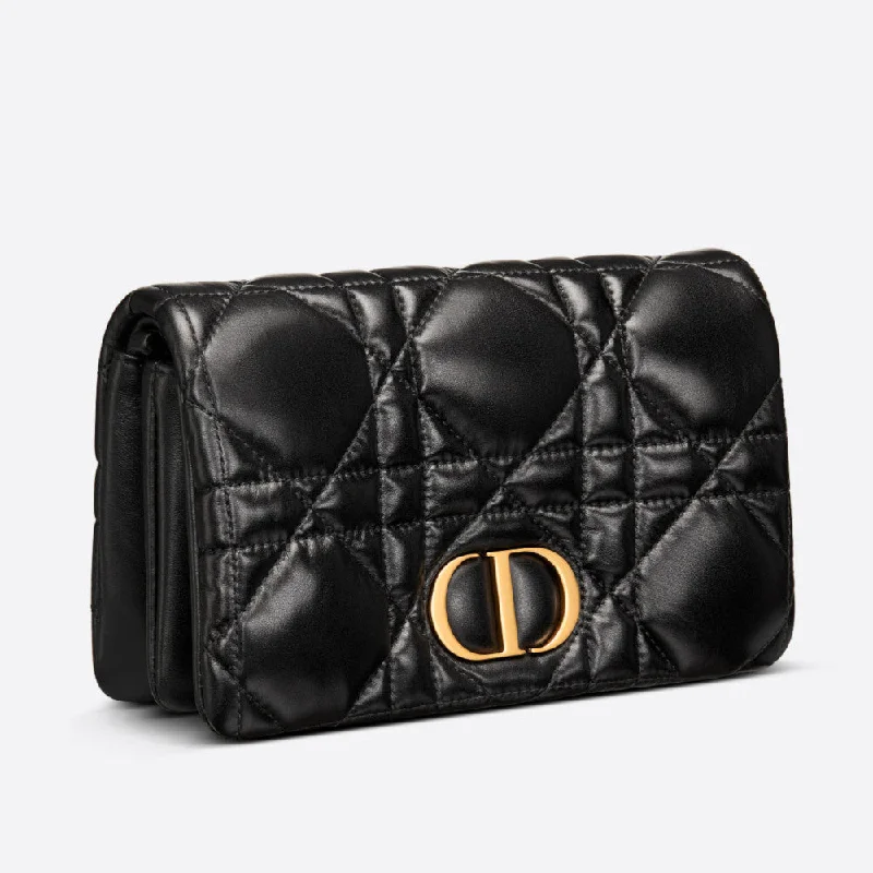 Christian Dior tote bags with a printed Dior logo on the frontMINI DIOR CARO MACROCANNAGE BAG