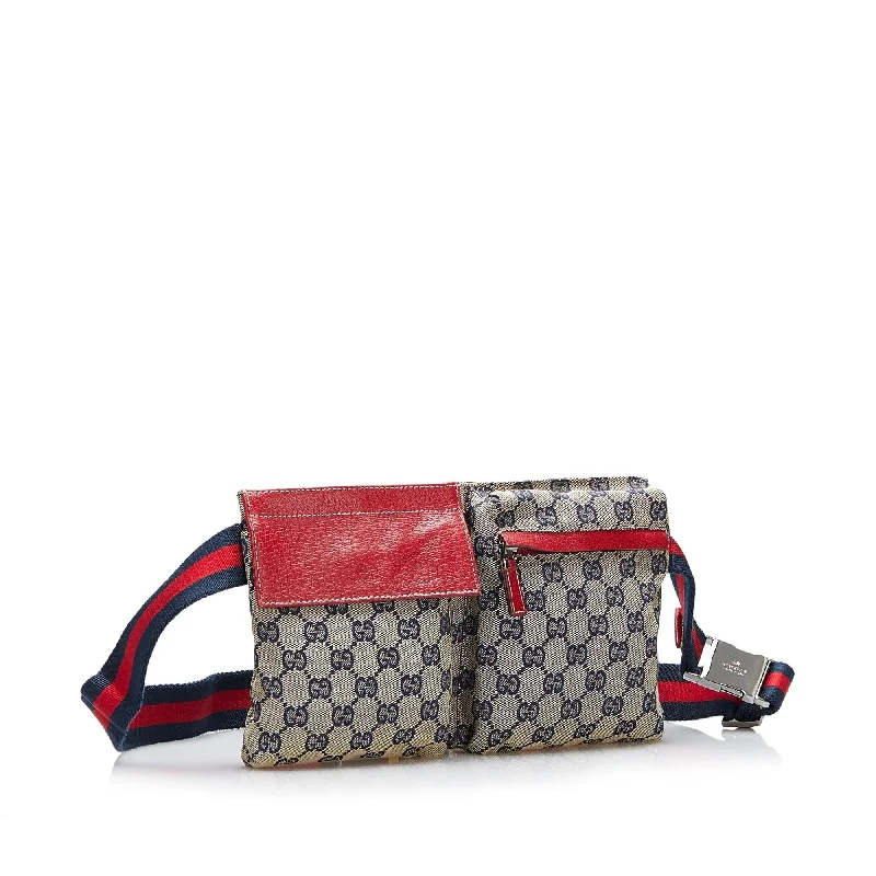 Women Gucci crossbody bags with a keychain holderGucci GG Canvas Web Belt Bag (SHG-NcH4Nb)