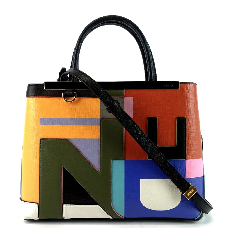 Fendi By The Way bags with a large capacity and a drawstring closure2Jours Multicolour Leather Abstract Tote Bag