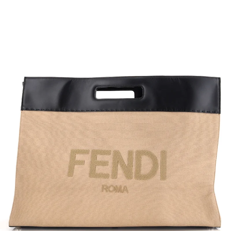 Fendi tote bags with a thermal - insulated pocket for keeping drinks hot or coldCut Out Handle Shopper Tote Canvas Large