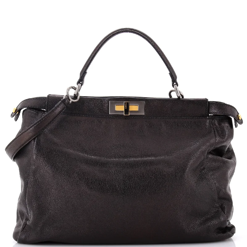 Fendi bags with a chain - link trim and a leather body for a modern and edgy lookPeekaboo Bag Soft Leather Large