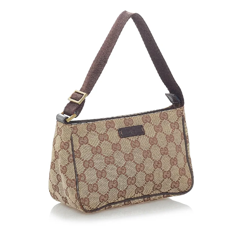 Gucci handbags for women with a back - zip pocketGucci GG Canvas Baguette (31120)