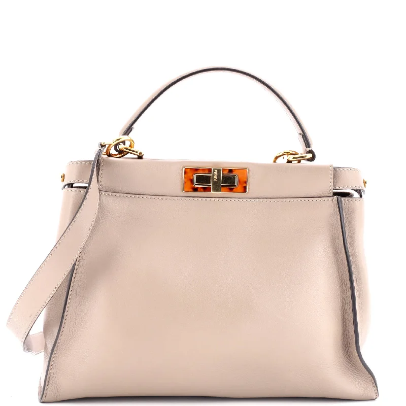 Ladies Fendi shoulder bags with a detachable phone stand for hands - free viewingPeekaboo Bag Rigid Leather Regular