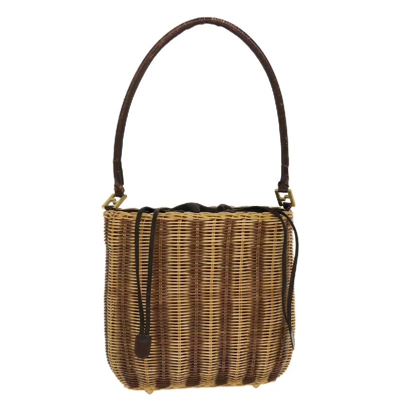 Fendi tote bags with a solar - powered charging panel for eco - friendly chargingFENDI Basket Shoulder Bag Wood Brown  ar9157