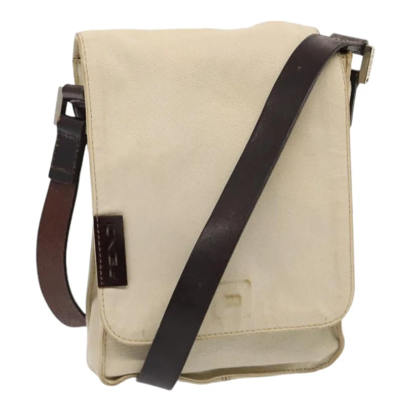 Fendi backpacks with a padded back panel for comfort during long - distance travelFENDI Canvas Shoulder Bag Beige  fm3657