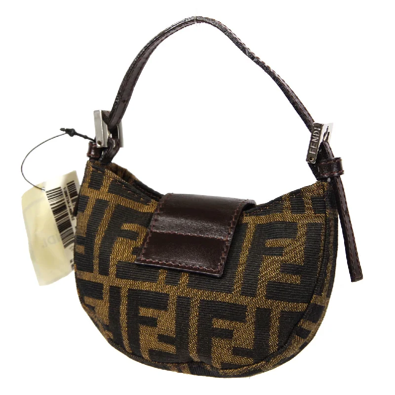 Fendi bags with a zip - top closure and a front - pocket for quick access to keys and cardsFENDI 1990s Zucca Micro Bag Brown 58166